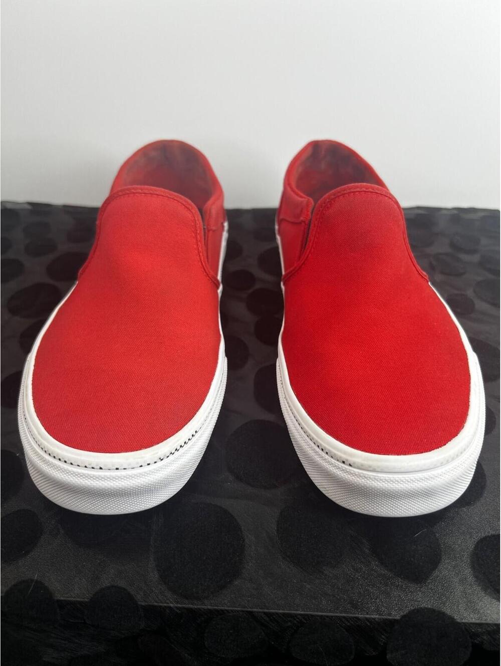 Vans Classic Slip-On Red Canvas Shoes Womens Size 11 EU 42.5 Casual Skate Sneake